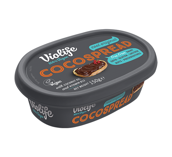 Crema vegana de chocolate para untar de violife con coco